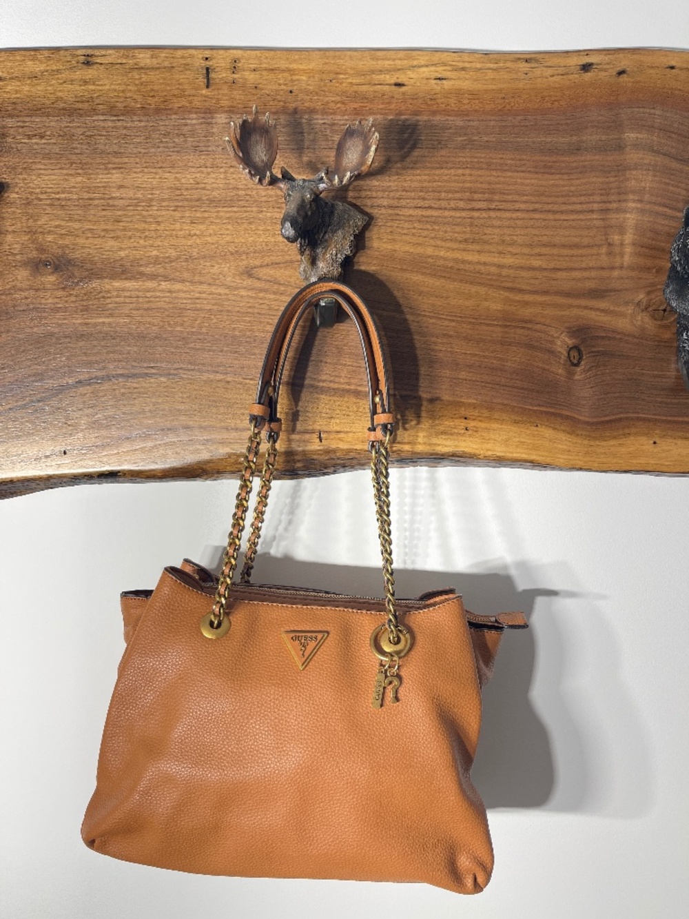 Guess Tan Chain‑Strap Shoulder Bag- Brand New